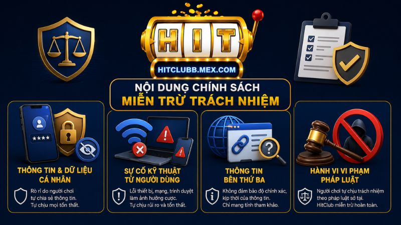 Những nội dung có trong chính sách miễn trừ trách nhiệm HitClub