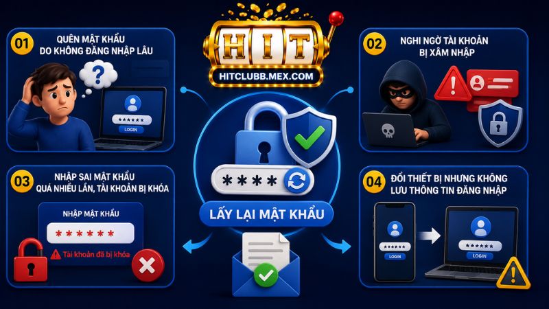 Những trường hợp người chơi cần bỏ túi cách Lấy lại mật khẩu Hitclub